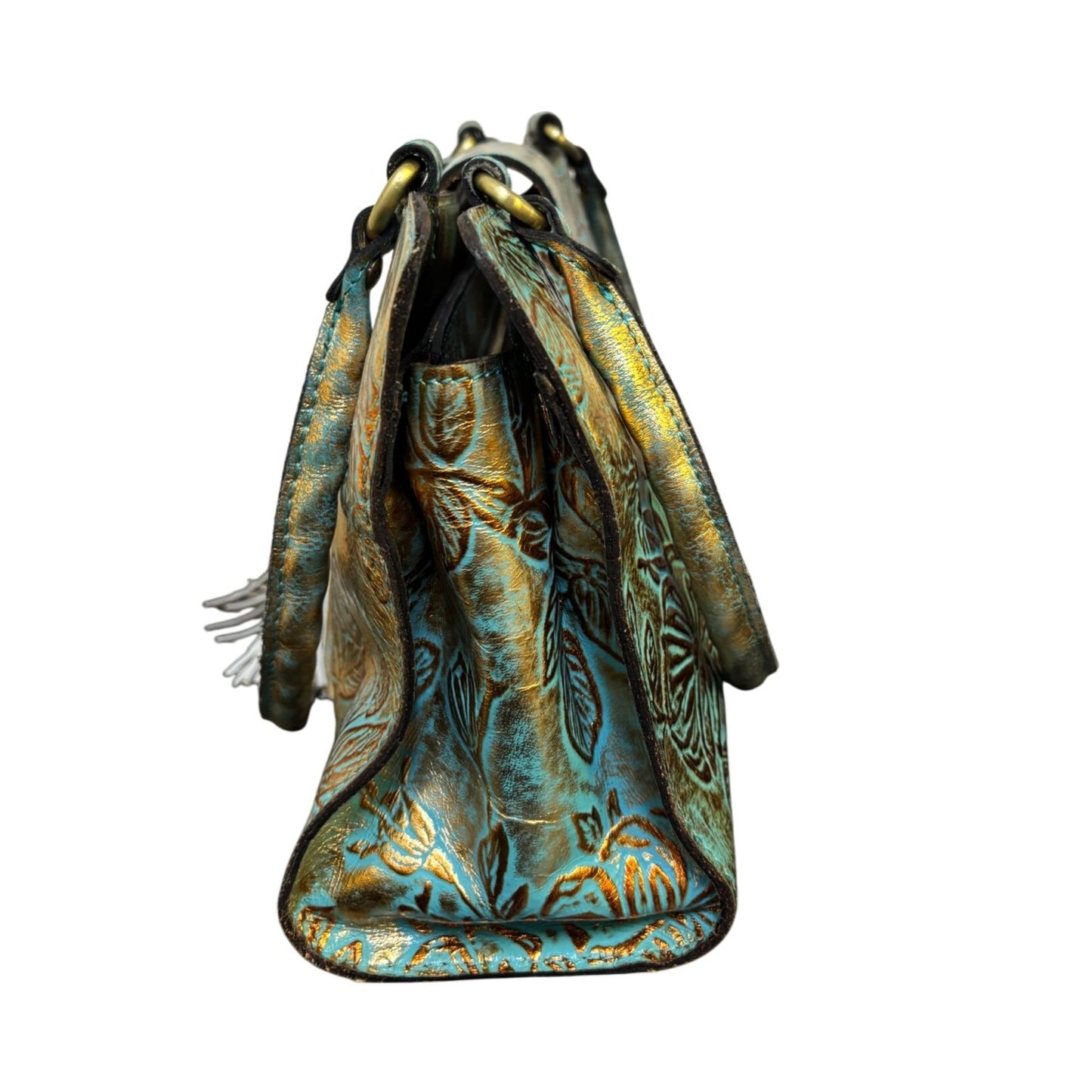 Patricia Nash Floral Shoulder Bag Turquoise Bronze