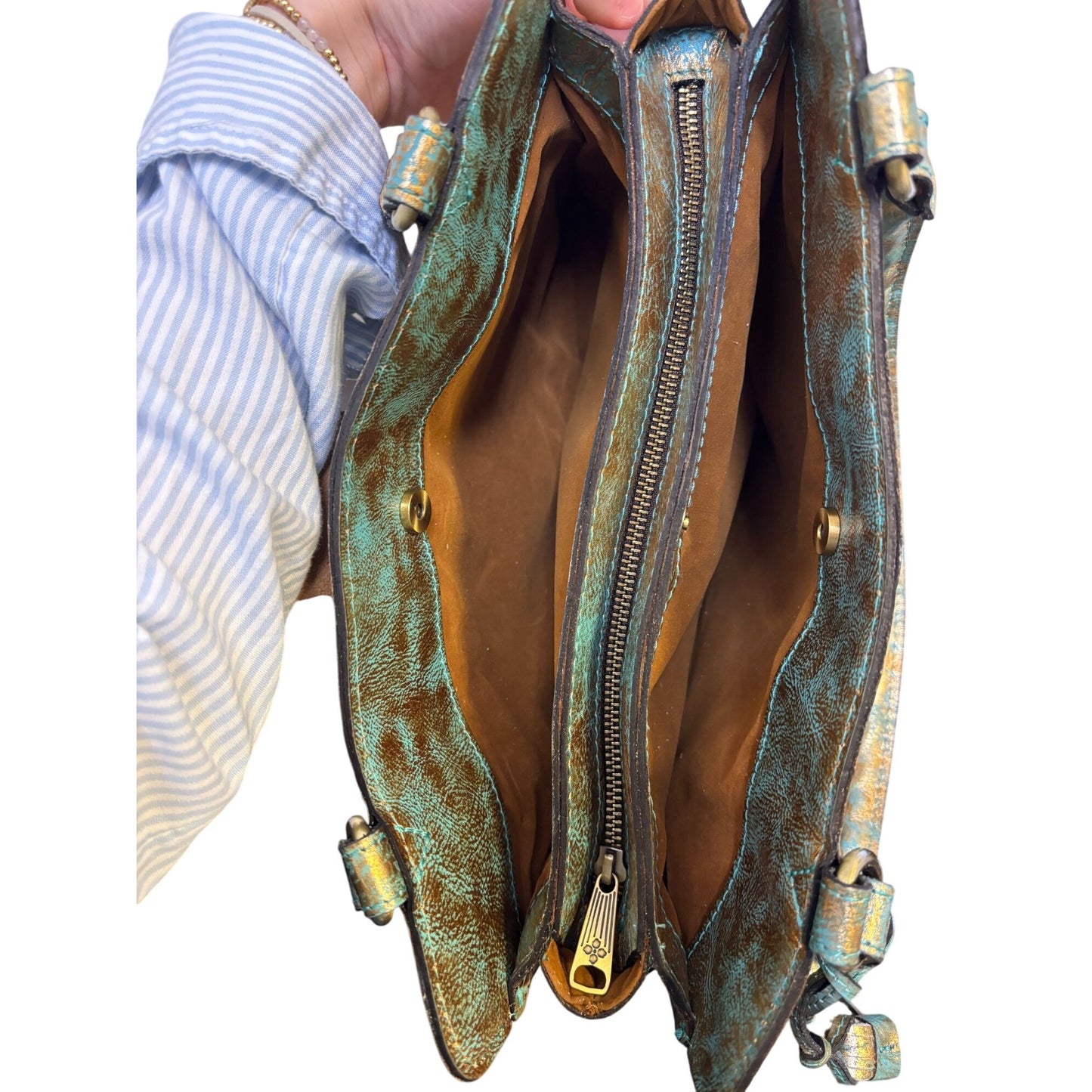 Patricia Nash Floral Shoulder Bag Turquoise Bronze