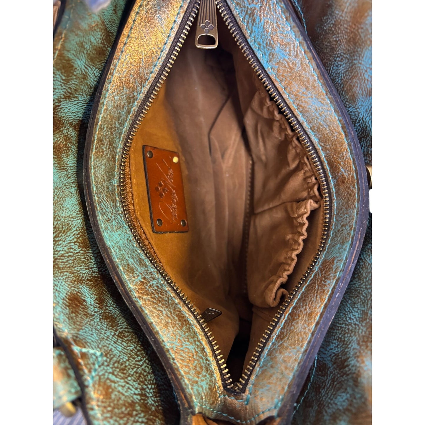 Patricia Nash Floral Shoulder Bag Turquoise Bronze