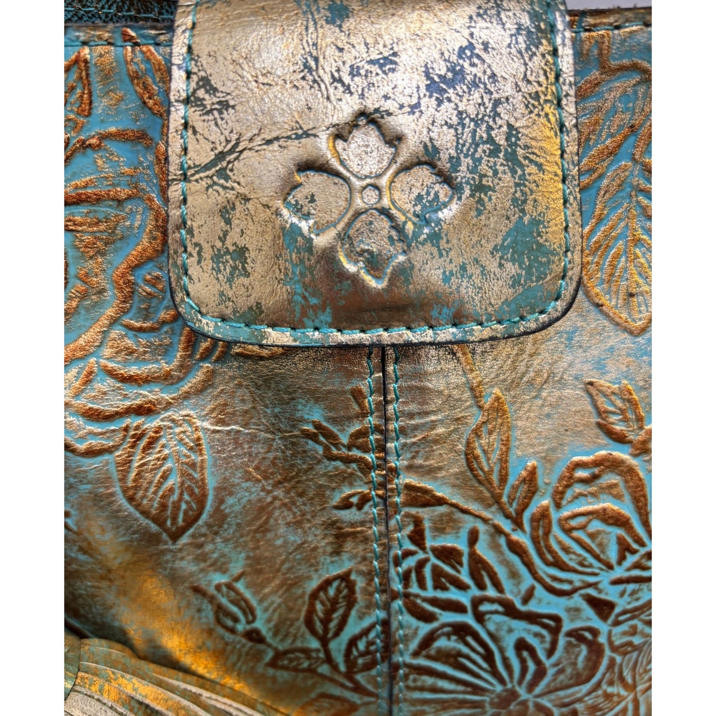 Patricia Nash Floral Shoulder Bag Turquoise Bronze