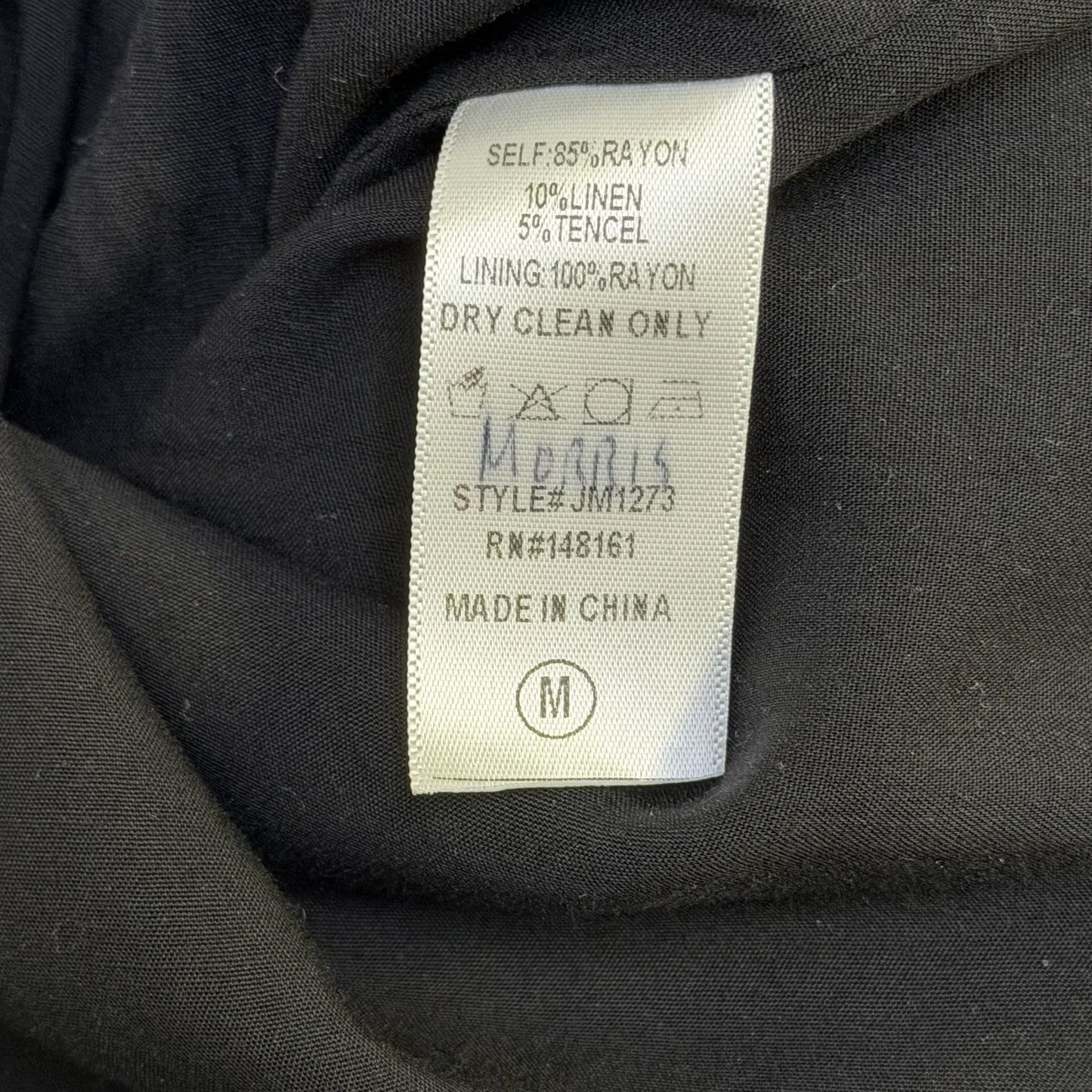 J. Marie Black Embroidered Blouse With Bell Sleeves M