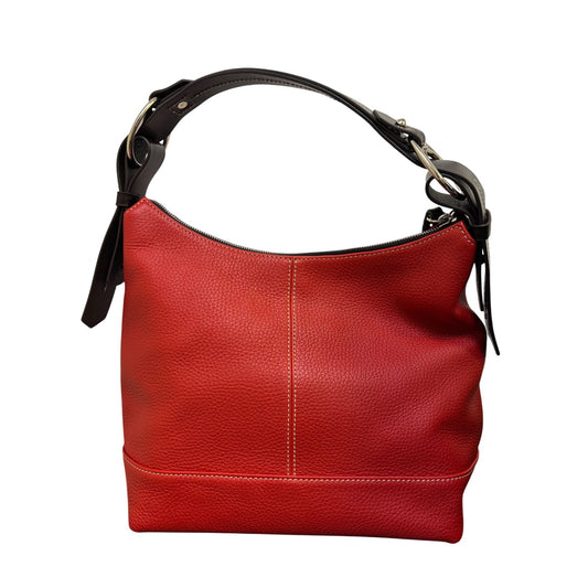 Dooney & Bourke Red Pebble Leather Hobo Shoulder Bag