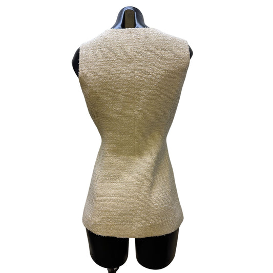 NWT ASTR Off-White Textured Sleeveless Vest With Button Front Size L