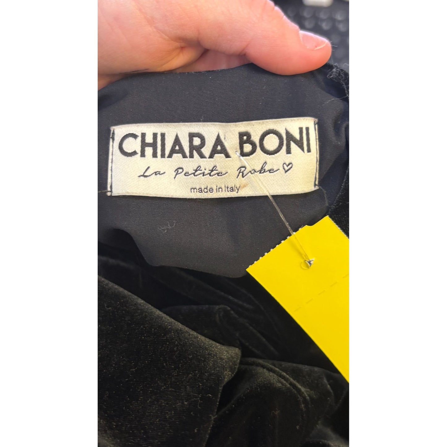 Chiara Boni Black Velvet & Floral Netting Gown Size 6