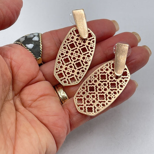 Kendra Scott Rose Gold Filigree Drop Earrings