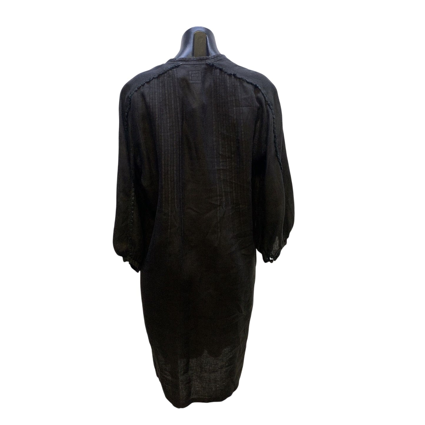 120% Lino Black Linen Tunic Blouse w/Pintuck Design Size M
