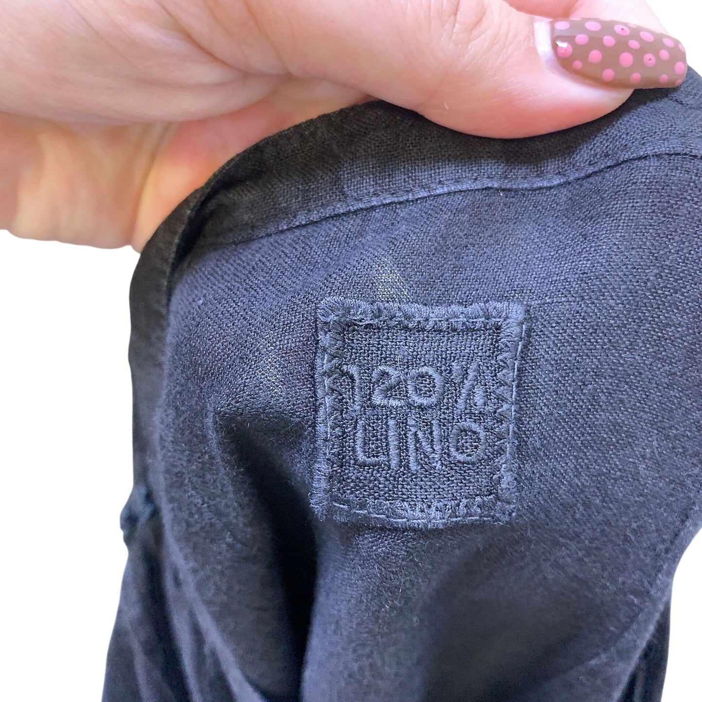 120% Lino Black Linen Tunic Blouse w/Pintuck Design Size M