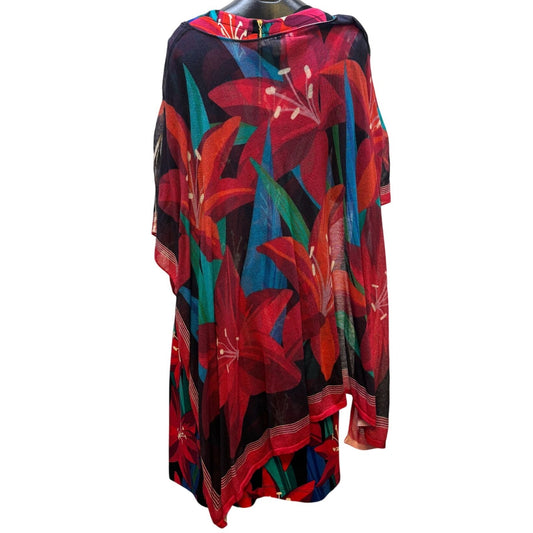 2p Tommy Bahama Floral Print Dress Matching Cover-Up Red Multicolor M