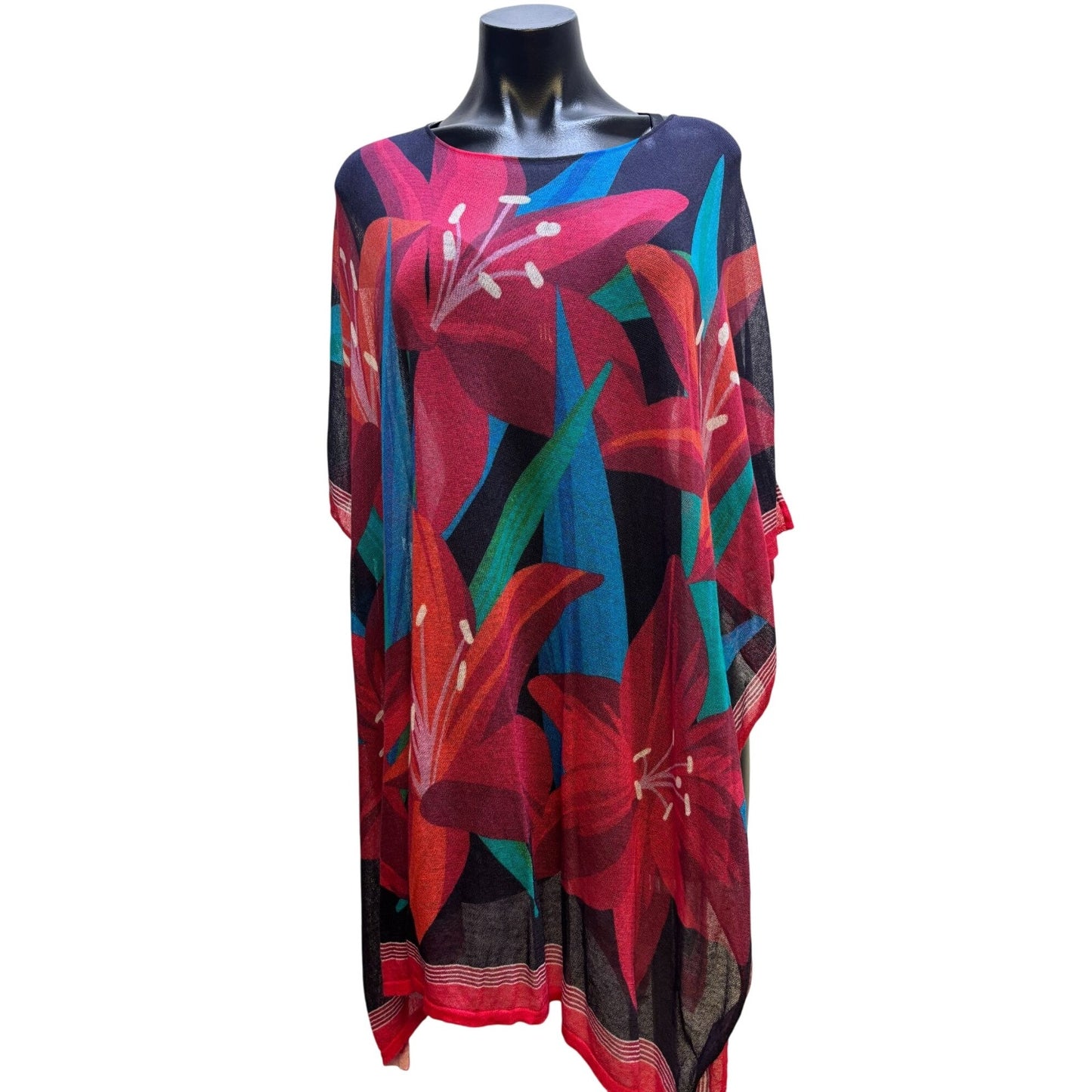 2p Tommy Bahama Floral Print Dress Matching Cover-Up Red Multicolor M