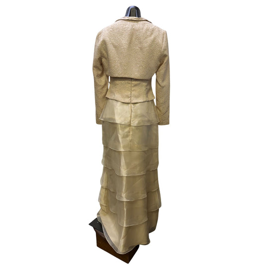 Ignite Evenings Cream Tiered Gown With Bolero Jacket 8