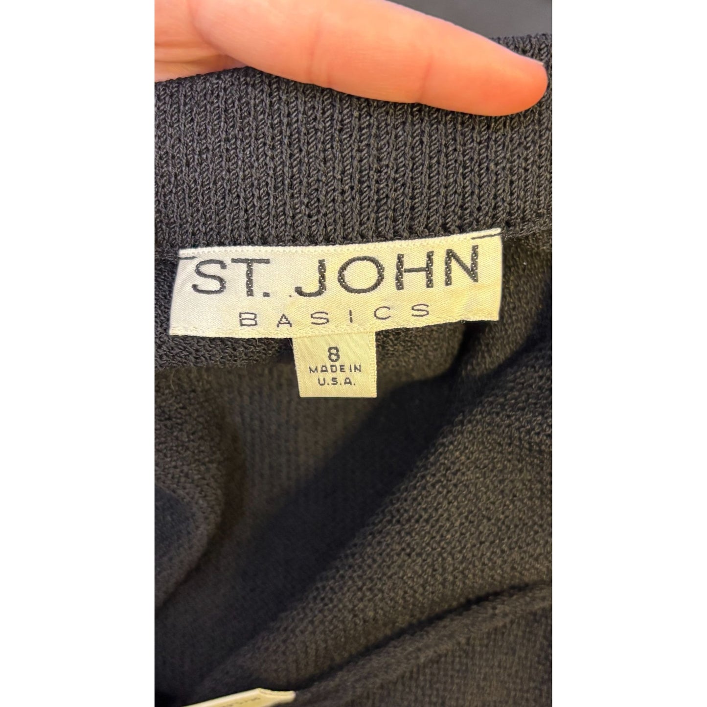 St John Basics Black Knit Pencil Skirt Size 8