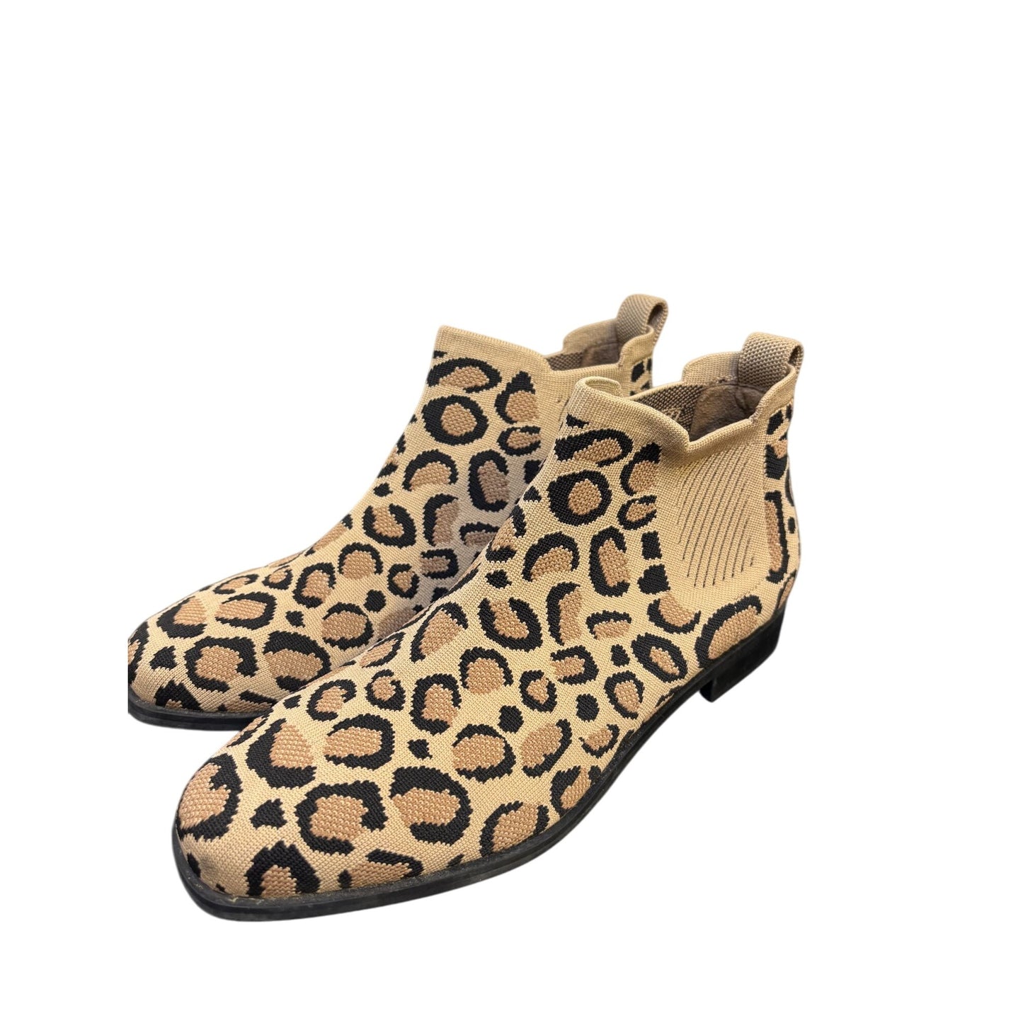 Vivaia Leopard Print Knit Ankle Boots 7.5