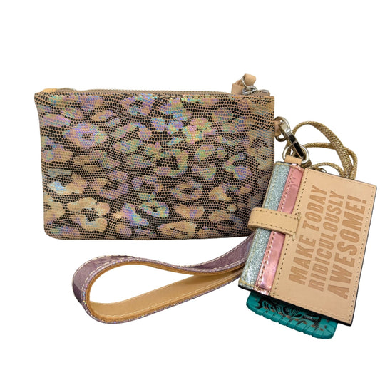 Consuela Leopard Print Wristlet With Leather Accents & Card Holder