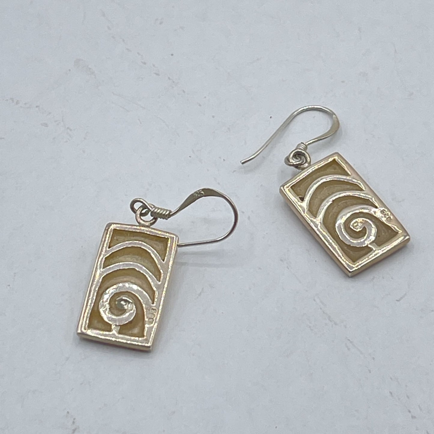 925 Sterling Silver Rectangular Mother Of Pearl Earrings