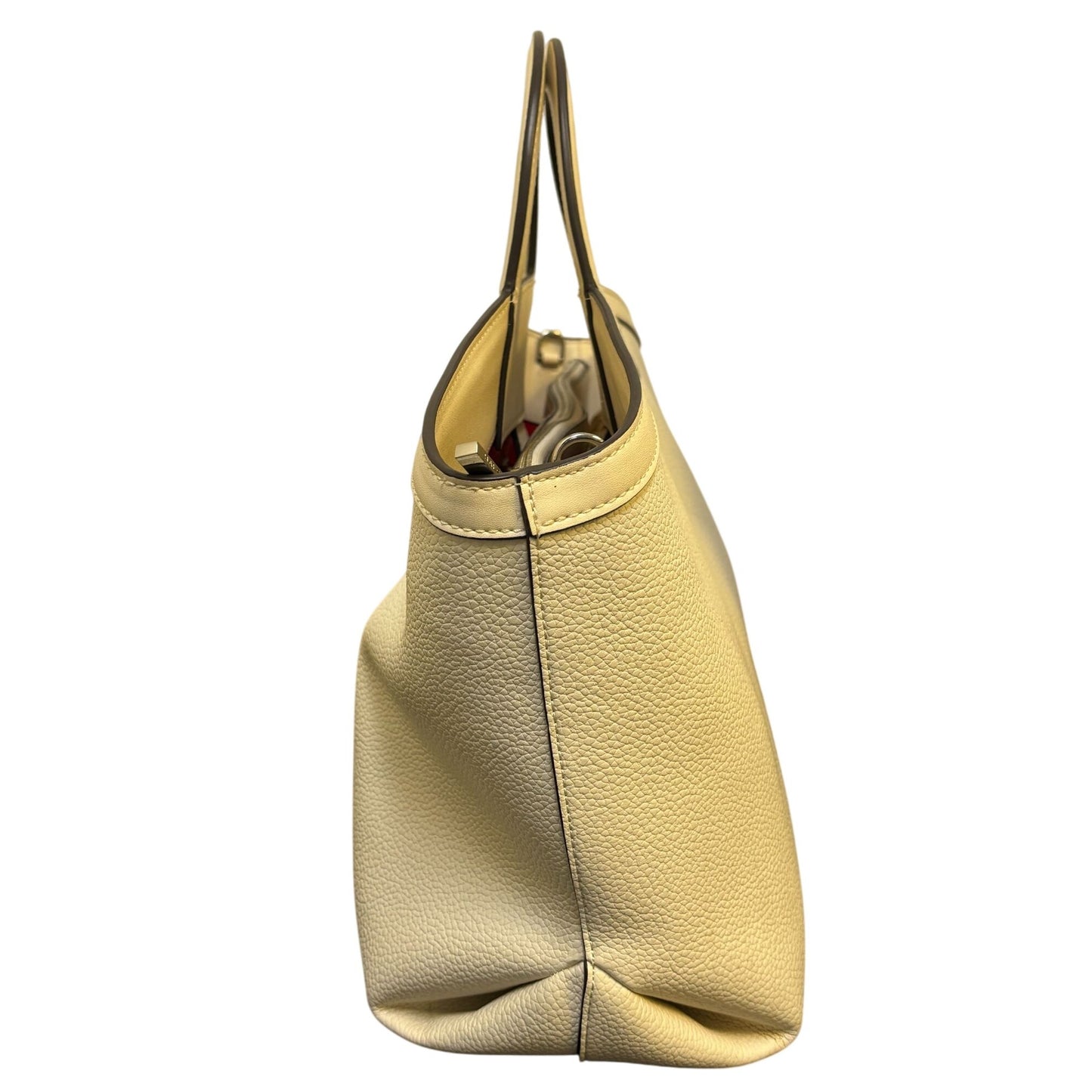 Halston Leather Tote Purse Bone Color