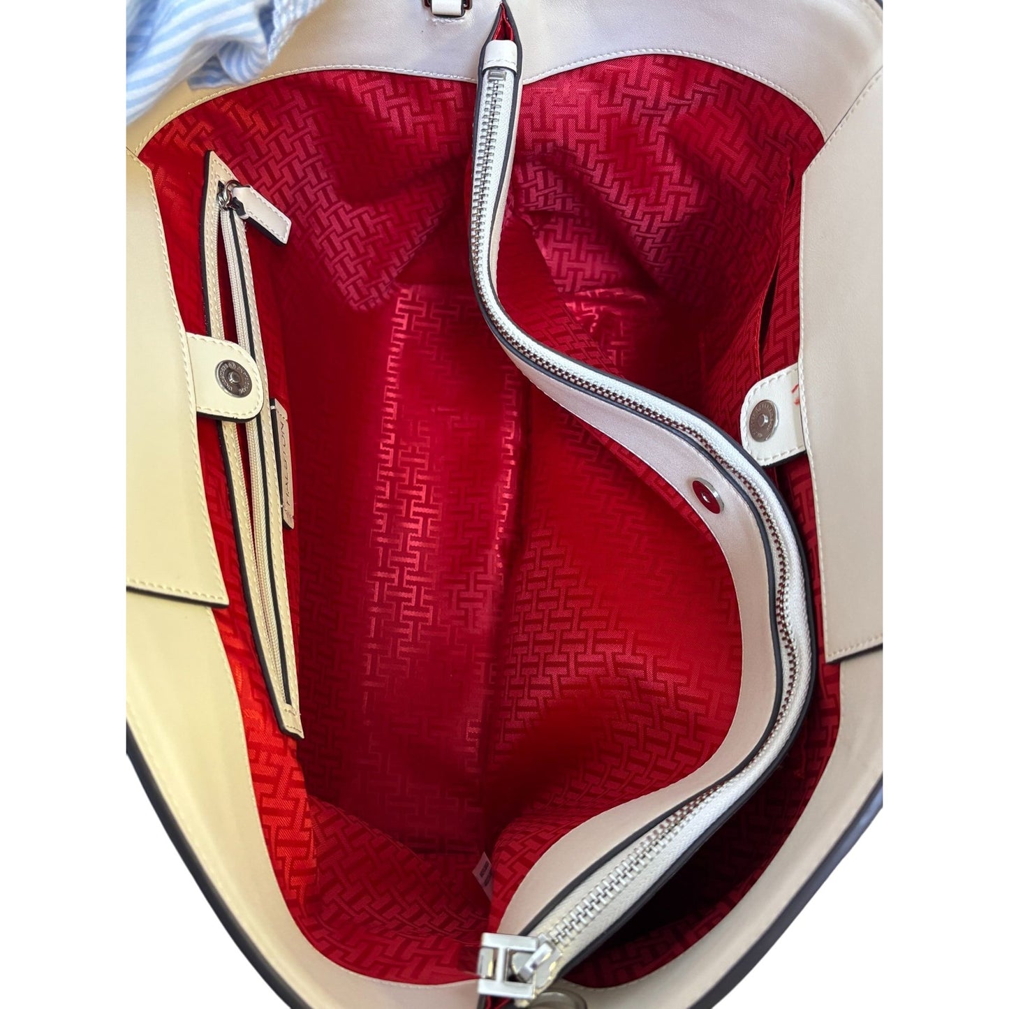 Halston Leather Tote Purse Bone Color