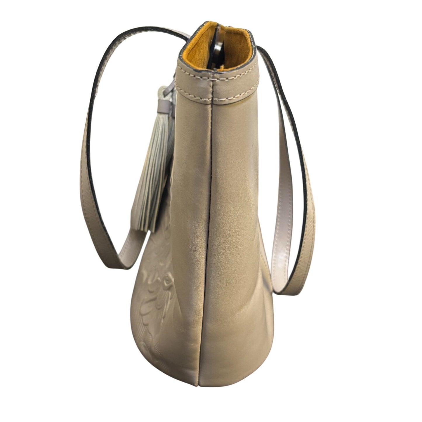 Patricia Nash Leather Embossed Tote Bag Tassel & Zipper Closure