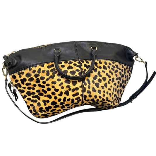 Tory Burch Black & Animal Print Leather Tote Bag