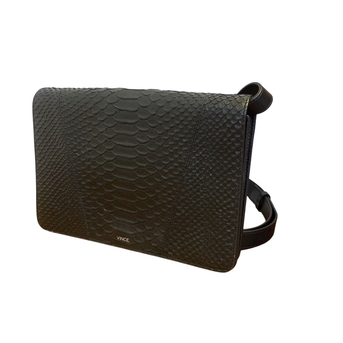 Vince Black Embossed Leather Crossbody Bag With Adjustable Strap