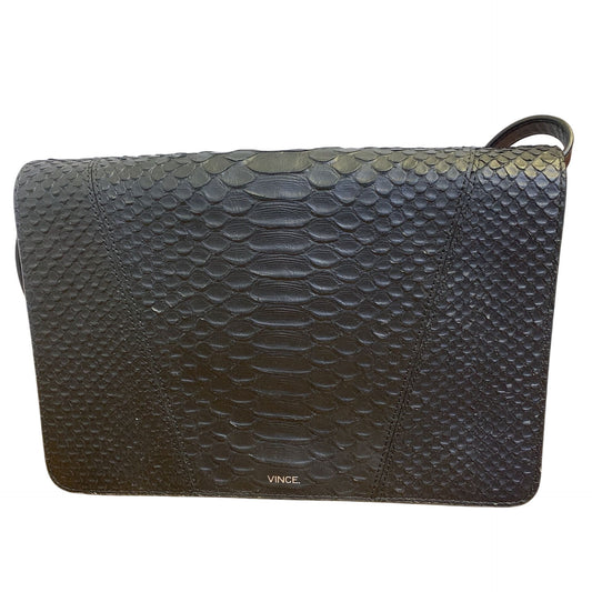Vince Black Embossed Leather Crossbody Bag With Adjustable Strap