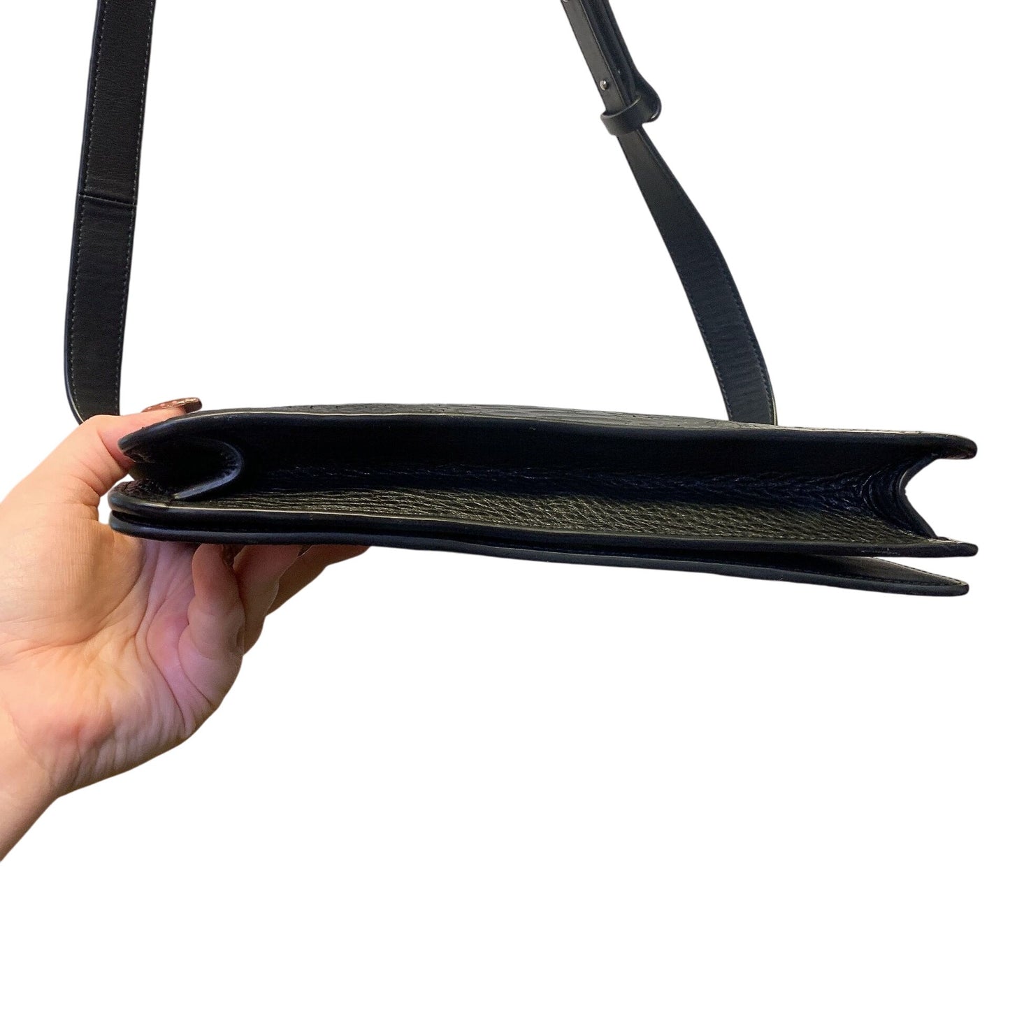 Vince Black Embossed Leather Crossbody Bag With Adjustable Strap