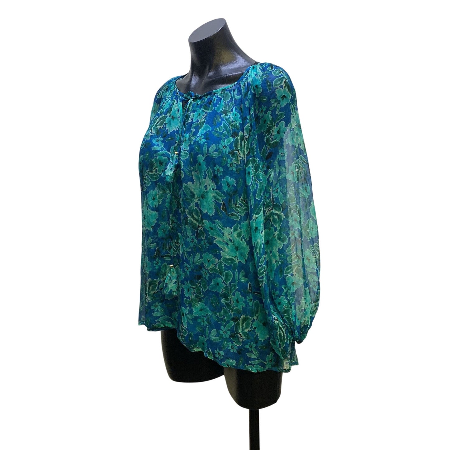 NWT Johnny Was Sheer Floral Blouse & Sleeveless Tank Top Set Teal & Green M