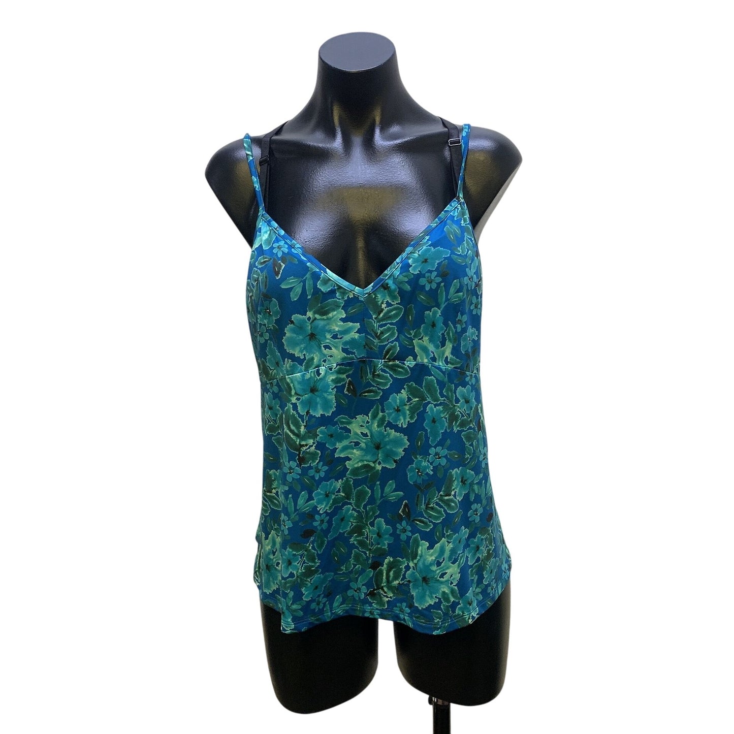 NWT Johnny Was Sheer Floral Blouse & Sleeveless Tank Top Set Teal & Green M