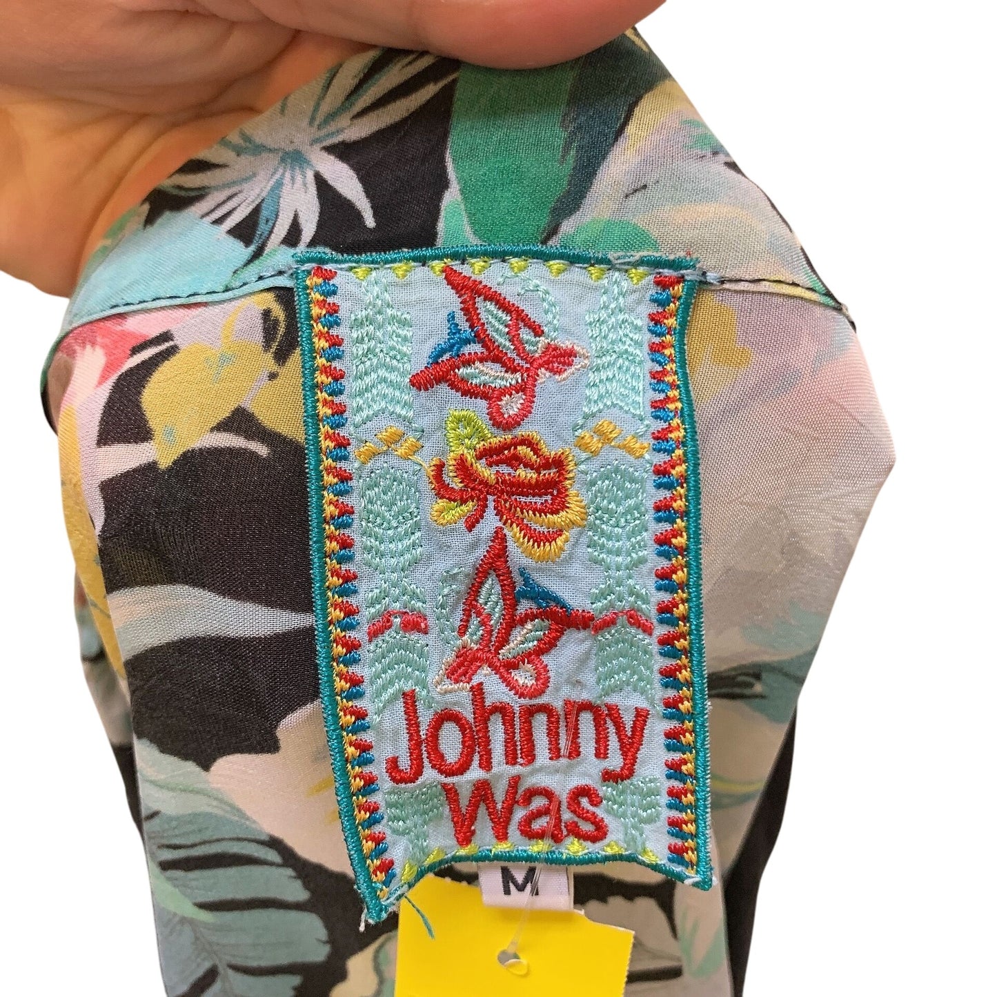 Johnny Was Floral Kimono Jacket w/Embroidered Trim Size M