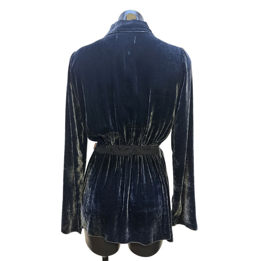 Love And Liberty Blue Velvet Tie-Waist Blazer Jacket w/Pockets Size S