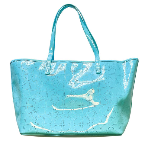 Kate Spade New York Perforated Patent Leather Tote Bag Aqua Blue L