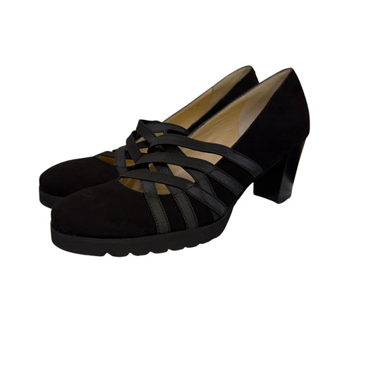 Amalfi Black Suede Heels With Crisscross Straps Size 8