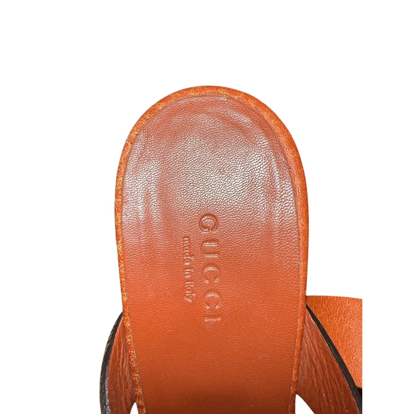 Gucci Orange Strappy Leather Platform High Heel Sandals Size 5.5
