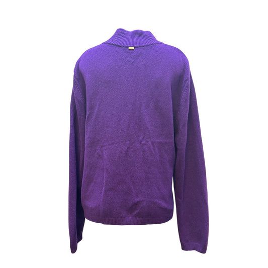 St. John Sport Cashmere Purple Zip Sweater XL