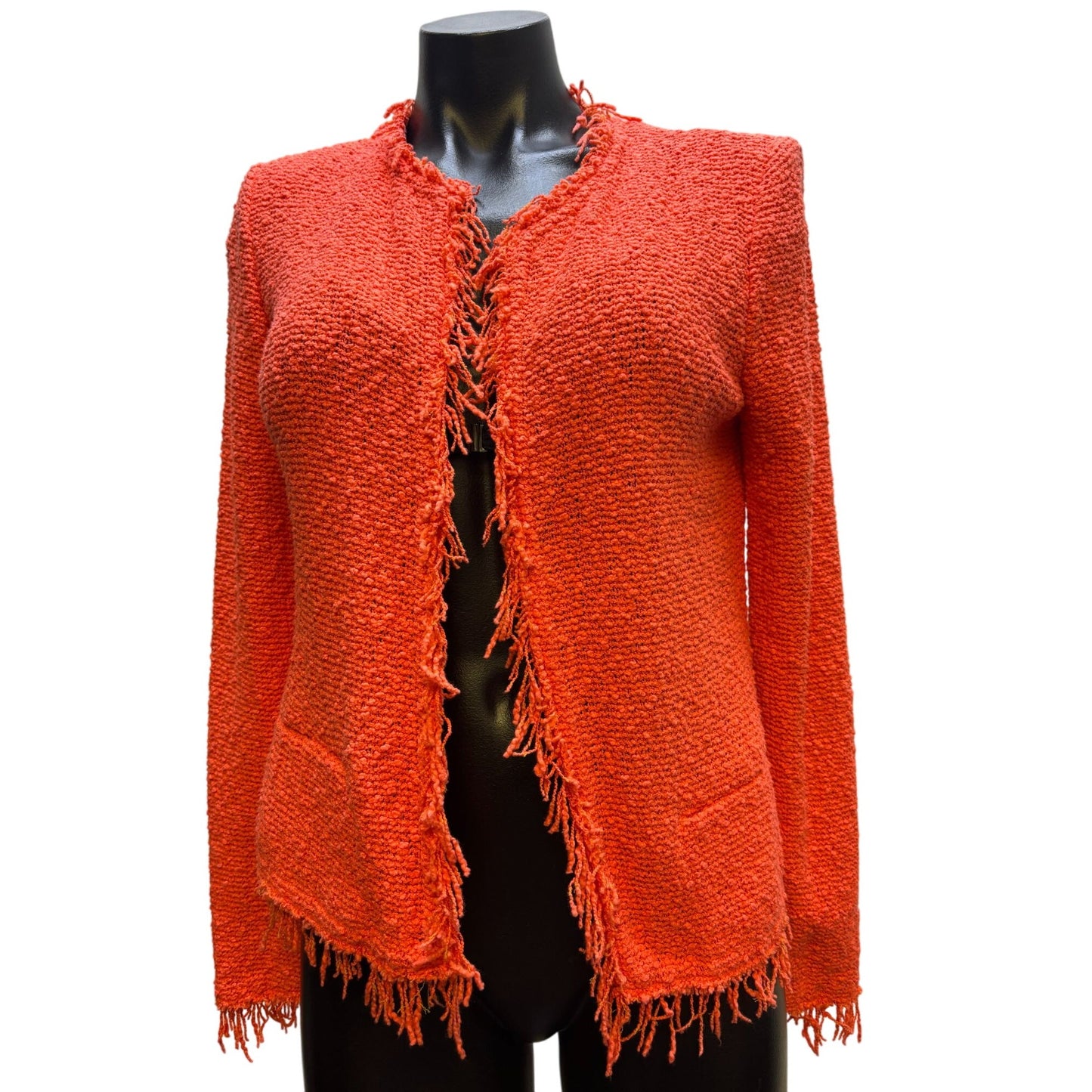 I R O Fringe-Trimmed Orange Cotton Jacket Size S