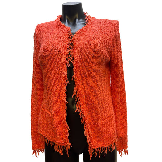 I R O Fringe-Trimmed Orange Cotton Jacket Size S