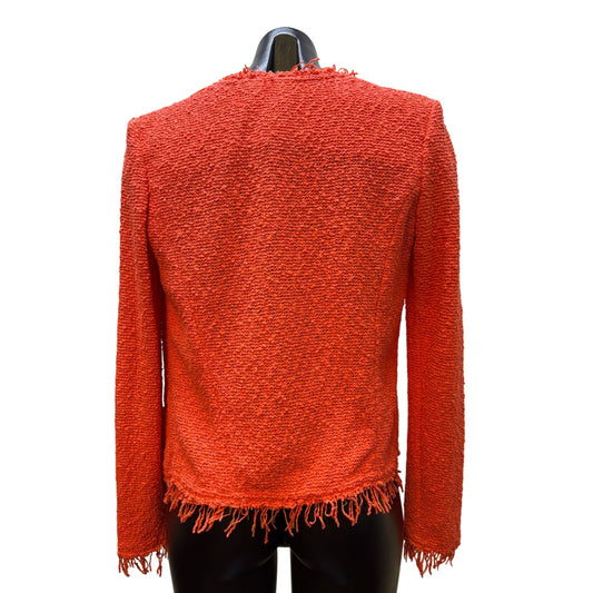 I R O Fringe-Trimmed Orange Cotton Jacket Size S