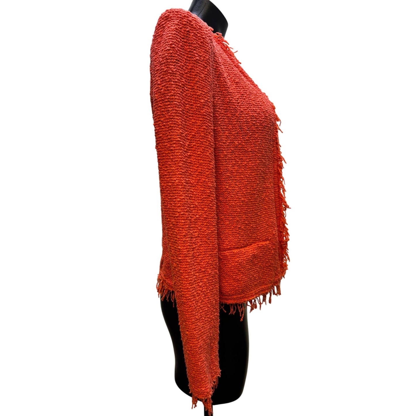 I R O Fringe-Trimmed Orange Cotton Jacket Size S