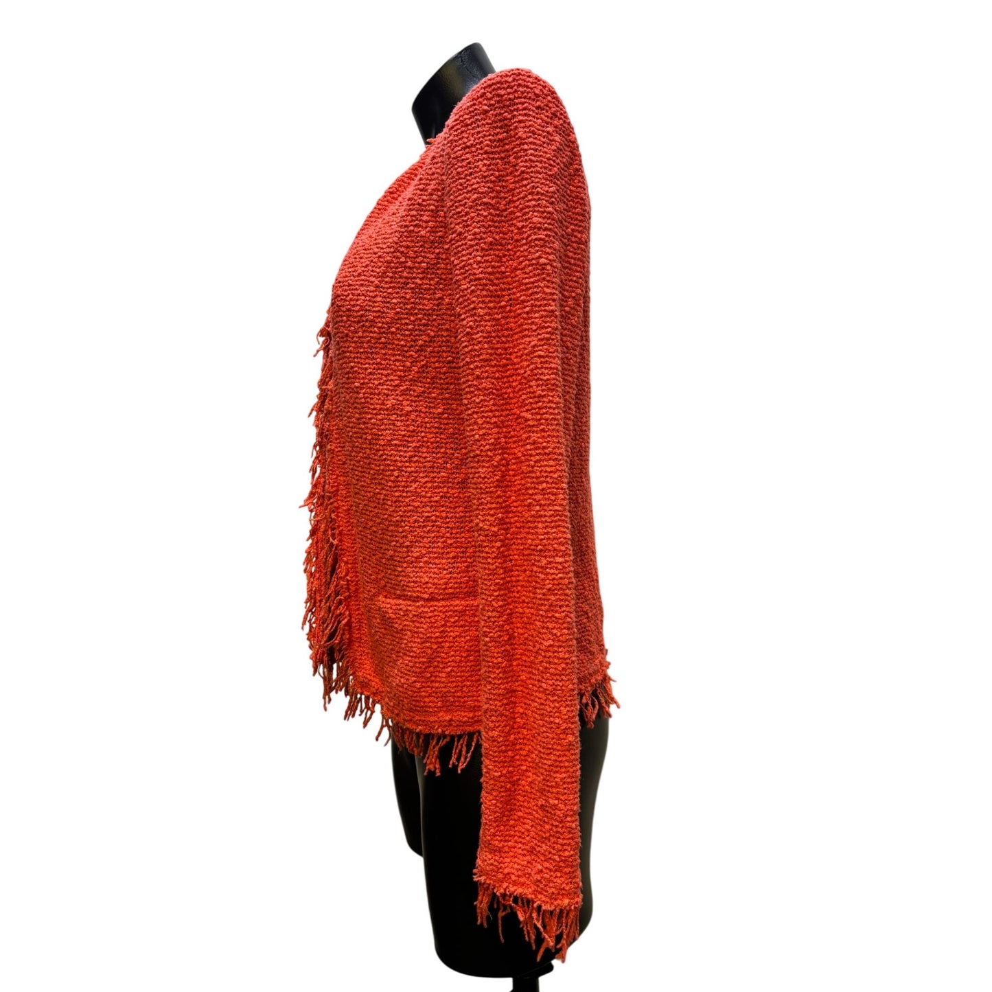 I R O Fringe-Trimmed Orange Cotton Jacket Size S