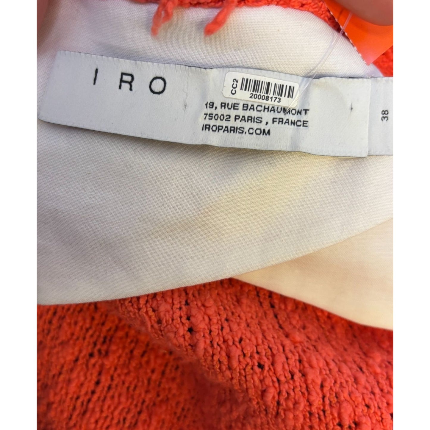 I R O Fringe-Trimmed Orange Cotton Jacket Size S