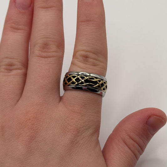 Stainless Steel Gold Plated Celtic Weave Band Ring Size 6