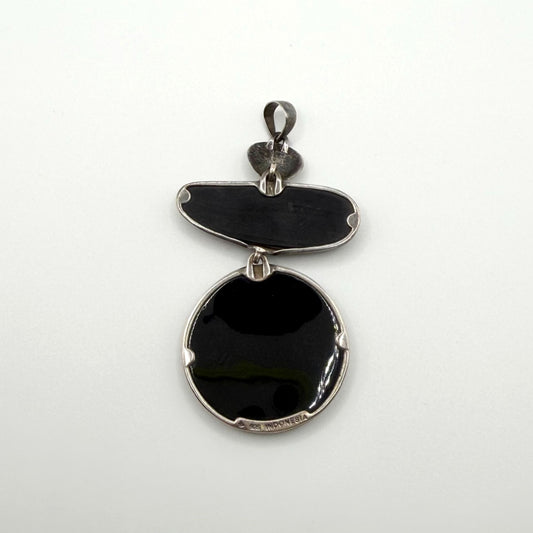 Silpada 925 Sterling Silver Black Wood & Leaf Resin Dangle Pendant
