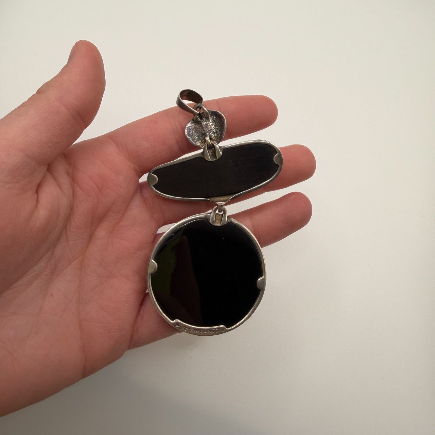 Silpada 925 Sterling Silver Black Wood & Leaf Resin Dangle Pendant