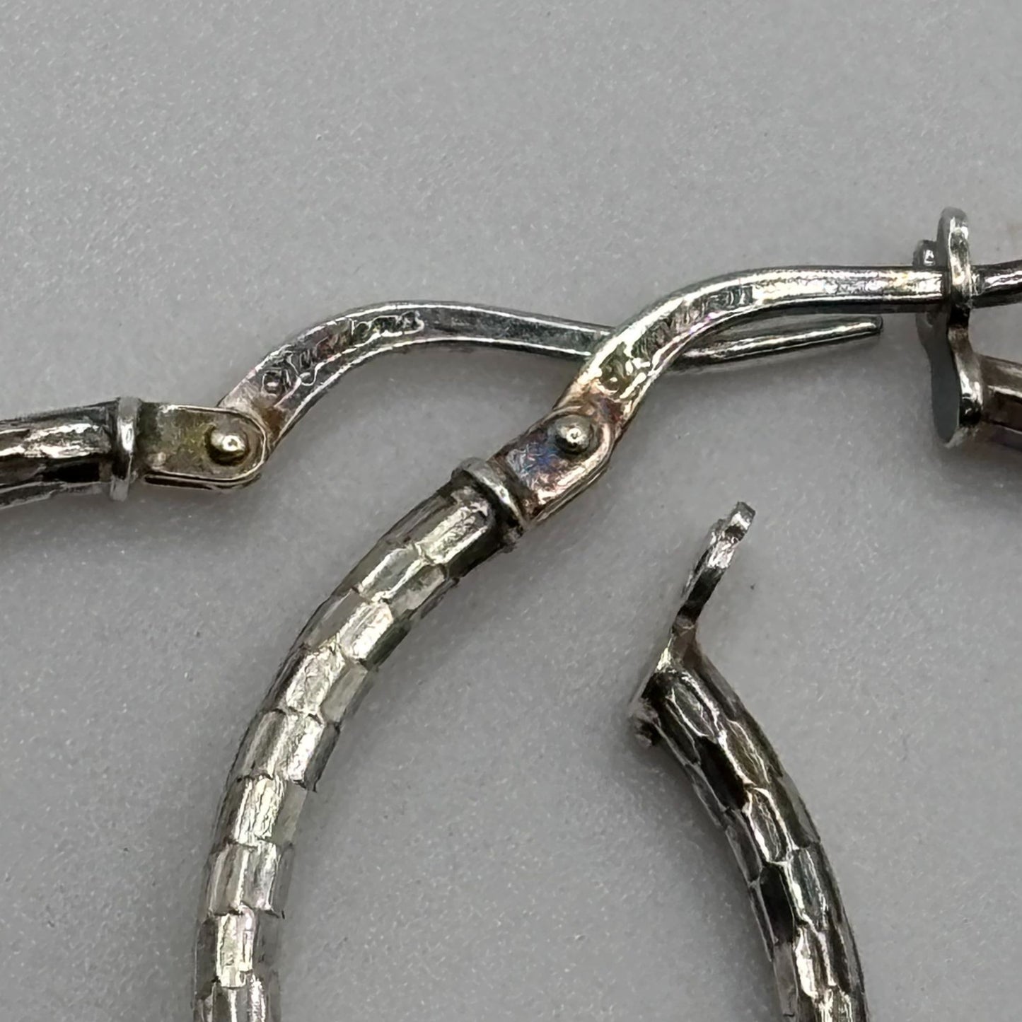 Mia Fiore Sterling Silver Textured Hoop Earrings Made In Italy