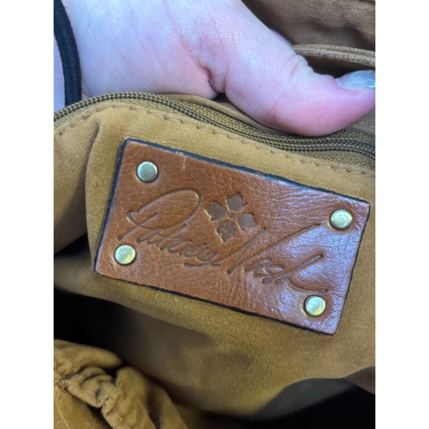 Patricia Nash Embossed Leather Satchel Bag With Tassel Turquoise & Gold Boho