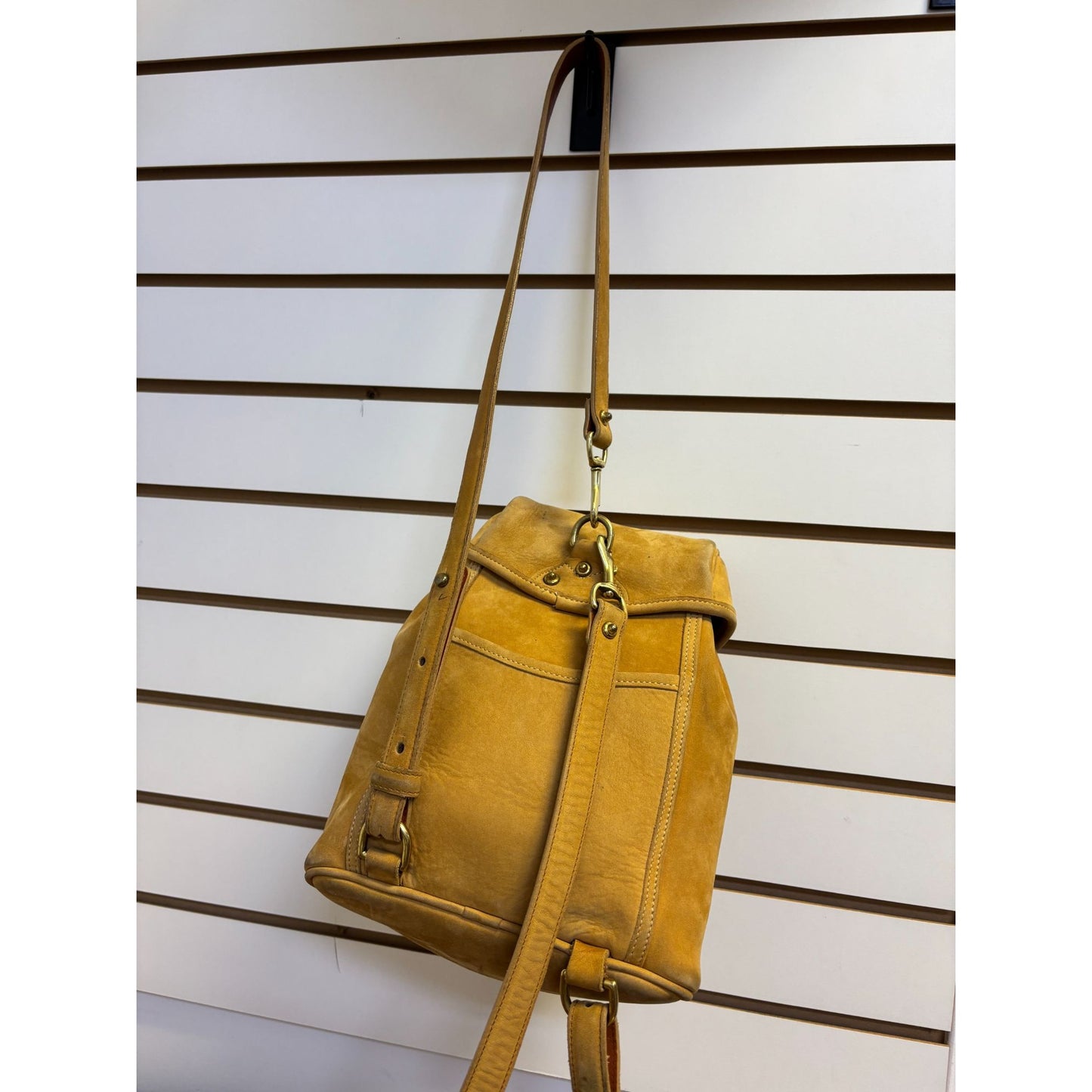 Dooney & Bourke Vintage Tan Suede Leather Backpack Buckle Closure & Adjustable Straps
