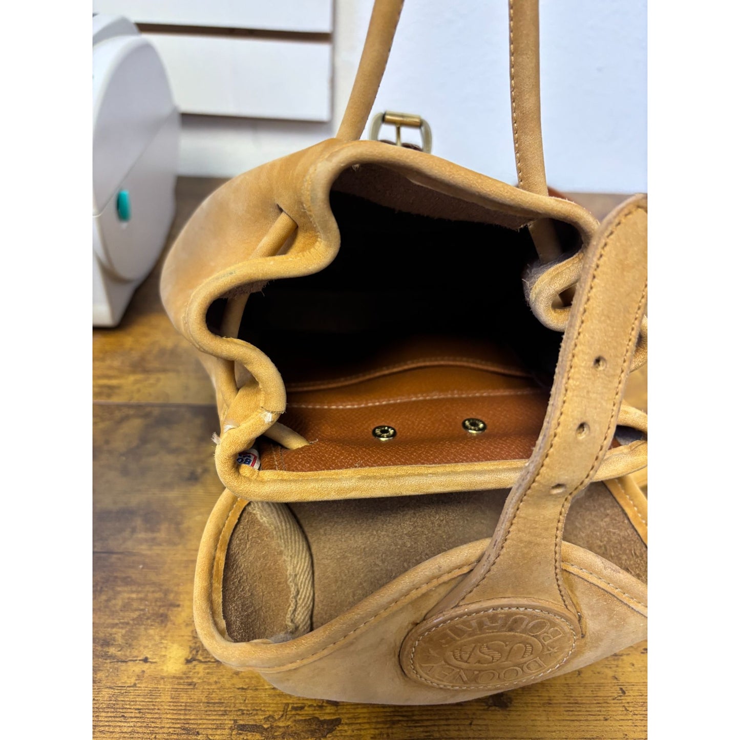 Dooney & Bourke Vintage Tan Suede Leather Backpack Buckle Closure & Adjustable Straps
