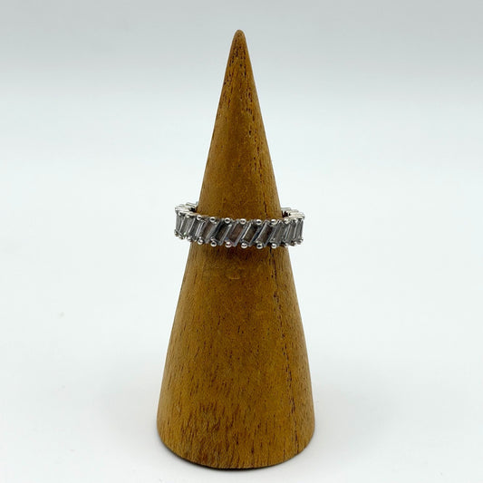 925 Silver Eternity Band With Baguette CZ Stones Size 6