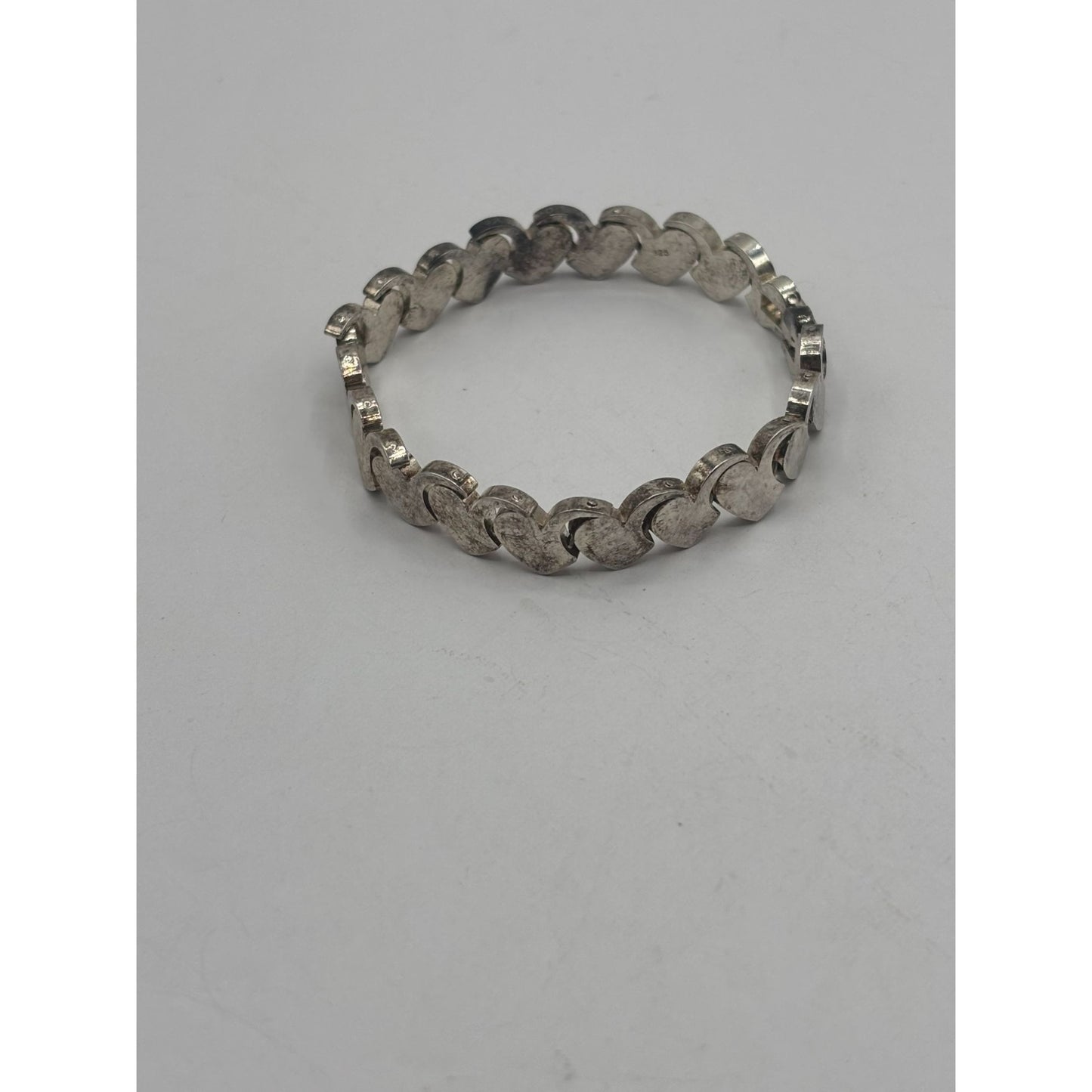 Vintage Silver Heart Link Bracelet