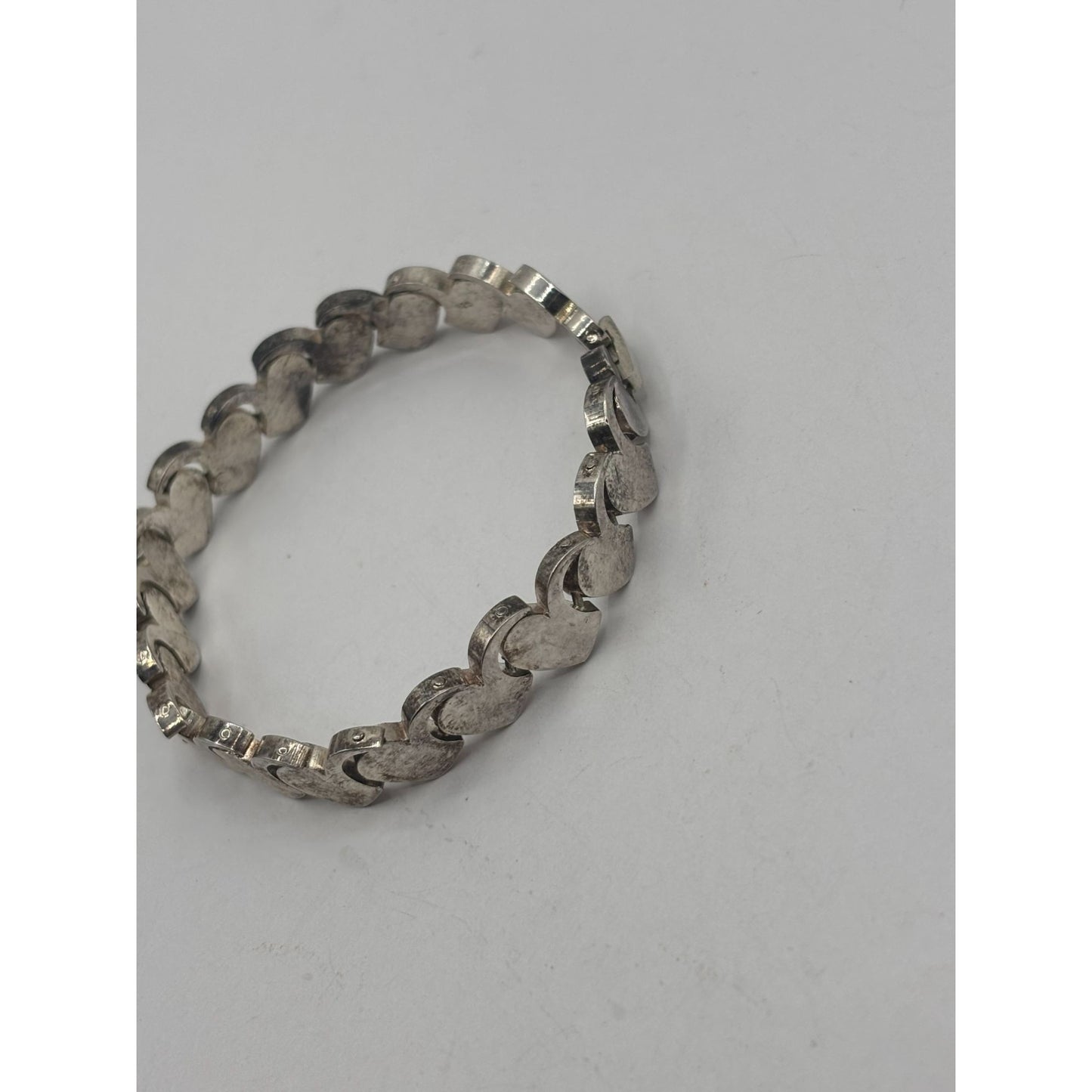 Vintage Silver Heart Link Bracelet