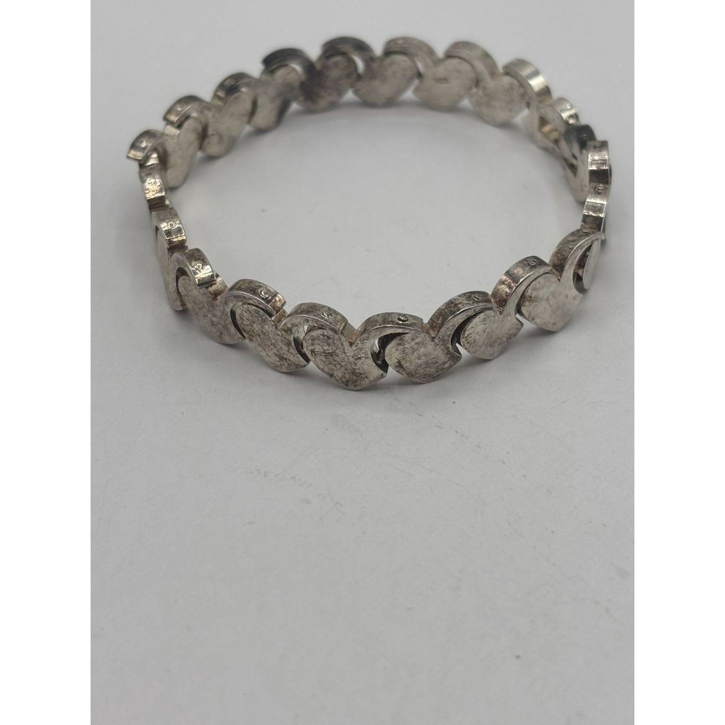 Vintage Silver Heart Link Bracelet
